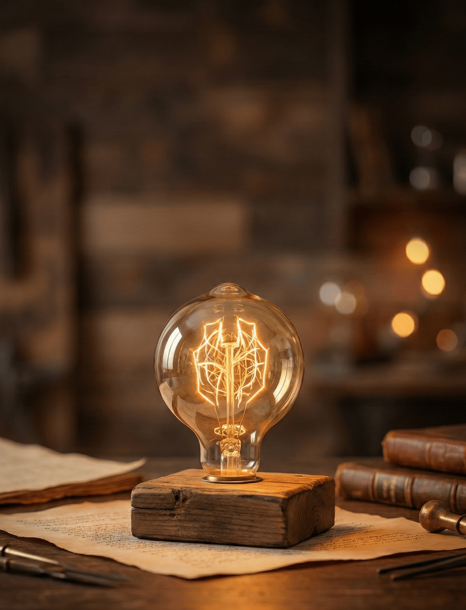 Vintage Edison light bulb glowing warmly - illuminating your path forward